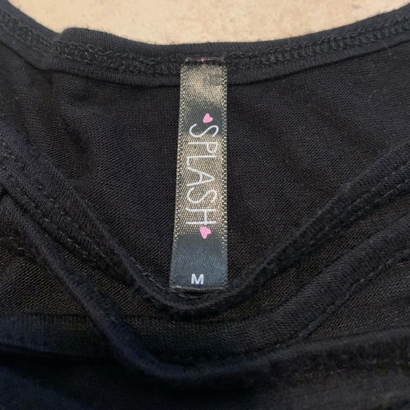 Splash Black Criss-Cross Cutout Neck Tank Top - Size Medium - Picture 4 of 5